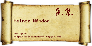 Heincz Nándor névjegykártya